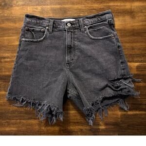 Abercrombie Fitch Women’s 8 / 29 Dad Short High Rise Black Denim Cut Offs